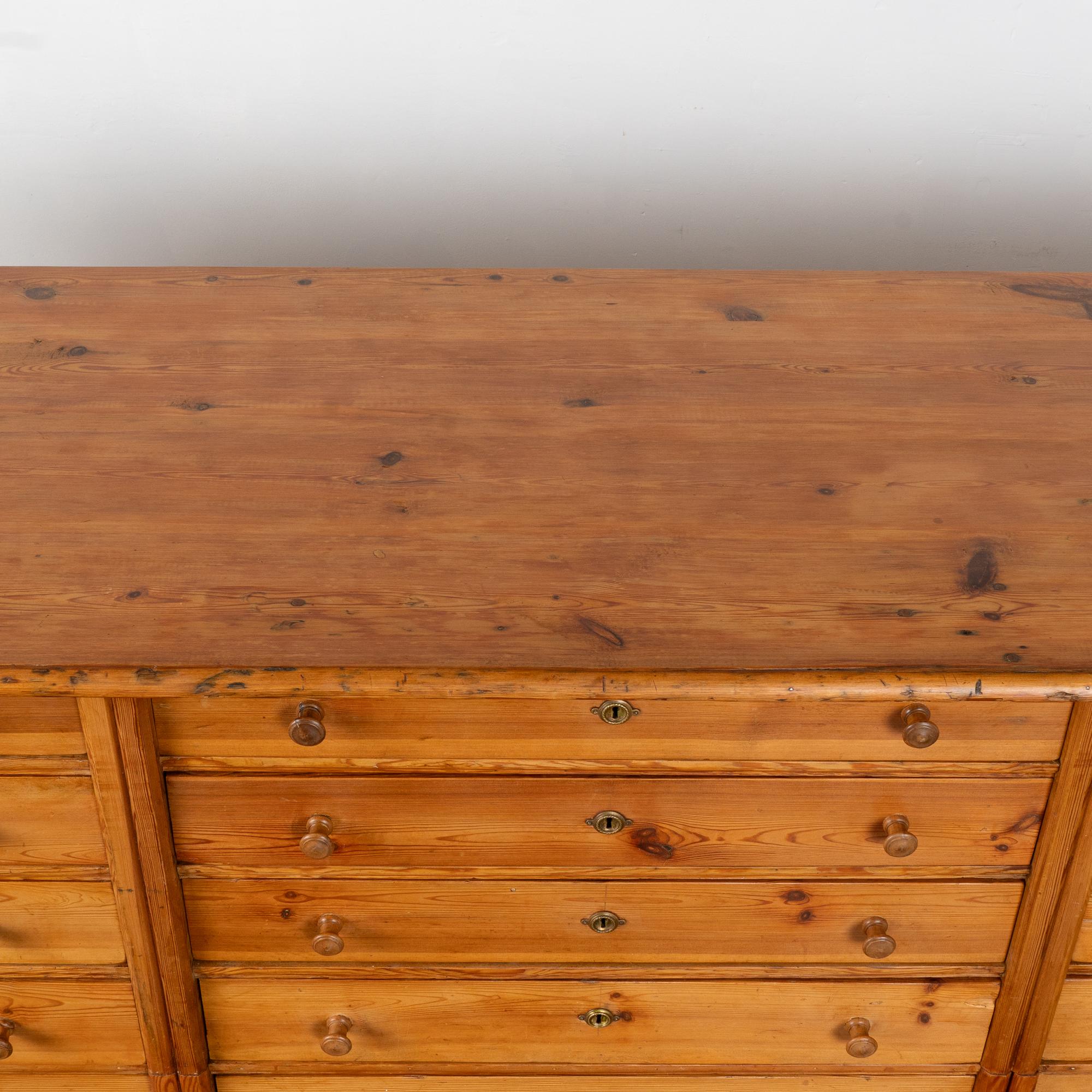 Long Pine 15 Drawer Apothecary Counter Island, Denmark circa 1860-80 1