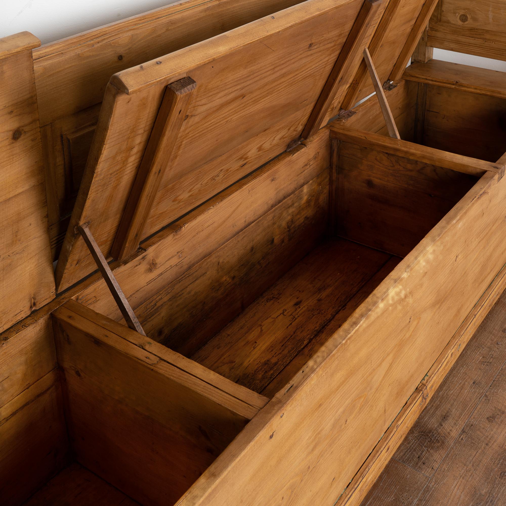 Long Pine Bench with Hidden Storage, Hungary, circa 1890 3