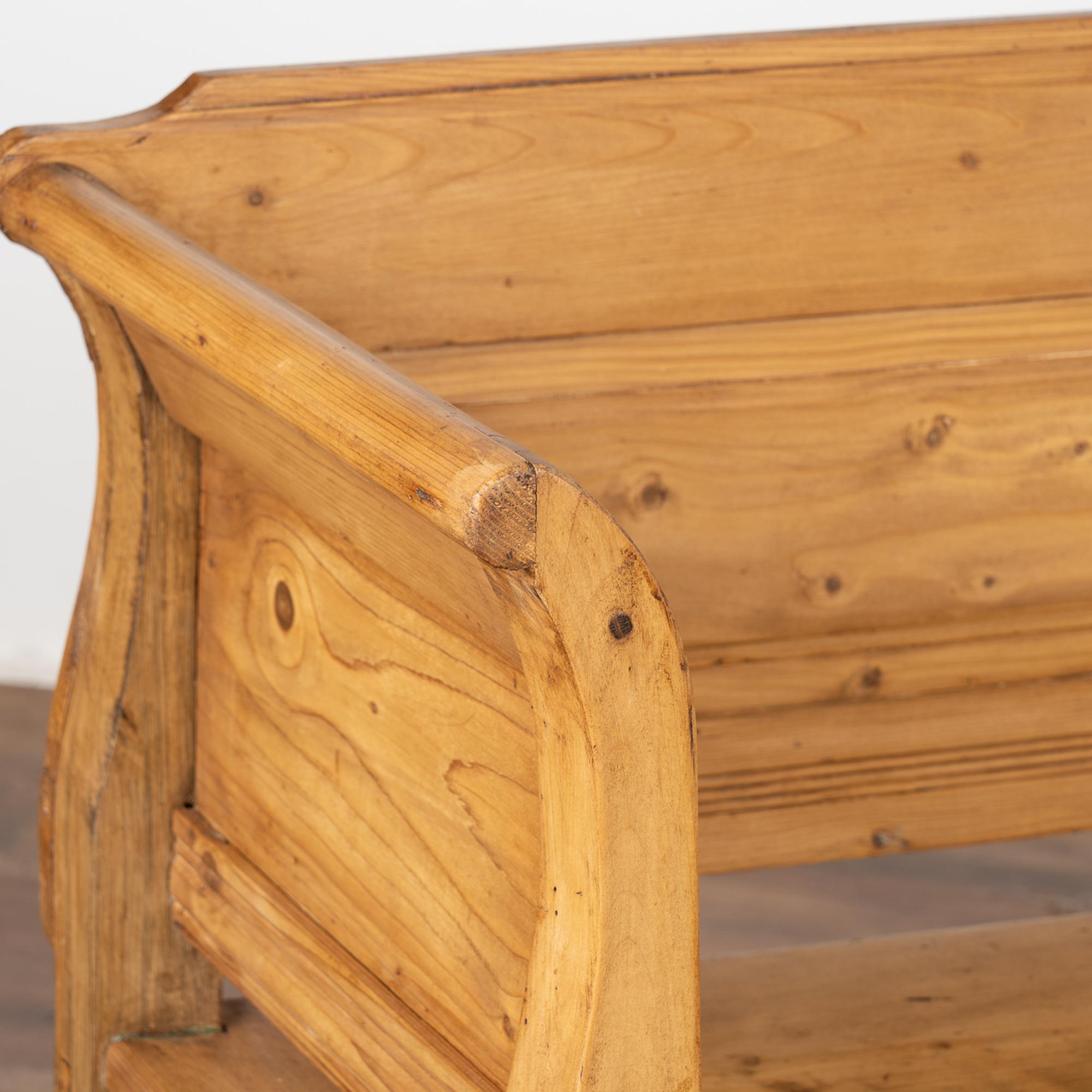 Hungarian Long Pine Bench with Hidden Storage, Hungary, circa 1890