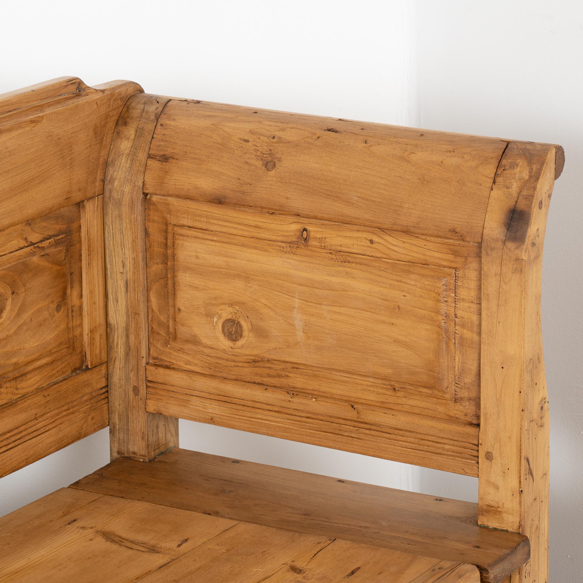 Long Pine Bench with Hidden Storage, Hungary, circa 1890 In Good Condition In Round Top, TX