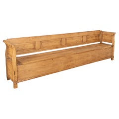 Long Pine Bench with Hidden Storage, Hungary, circa 1890