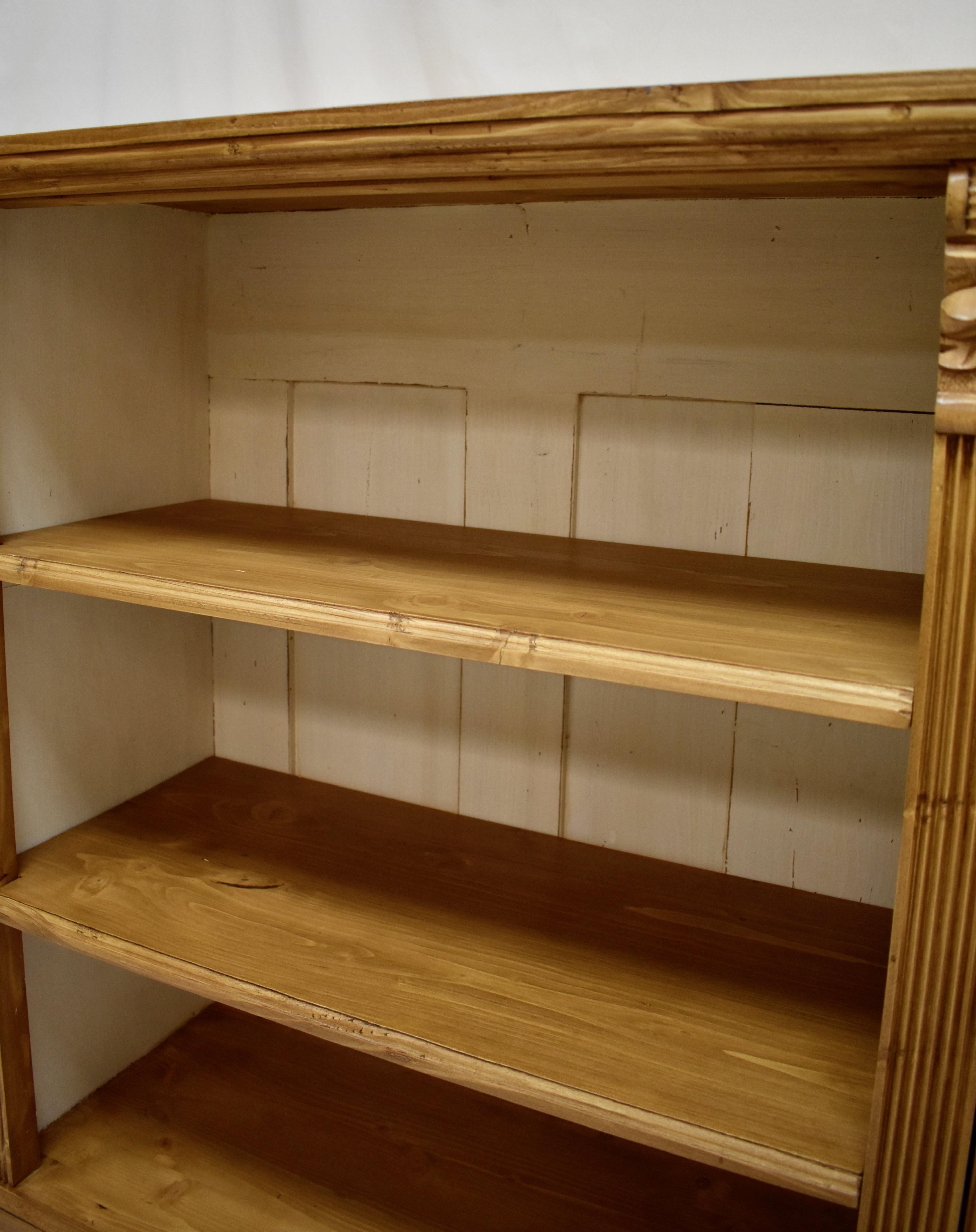 Long Pine Bookcase with Four Drawers 4