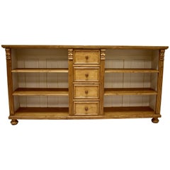 Long Pine Bookcase with Four Drawers
