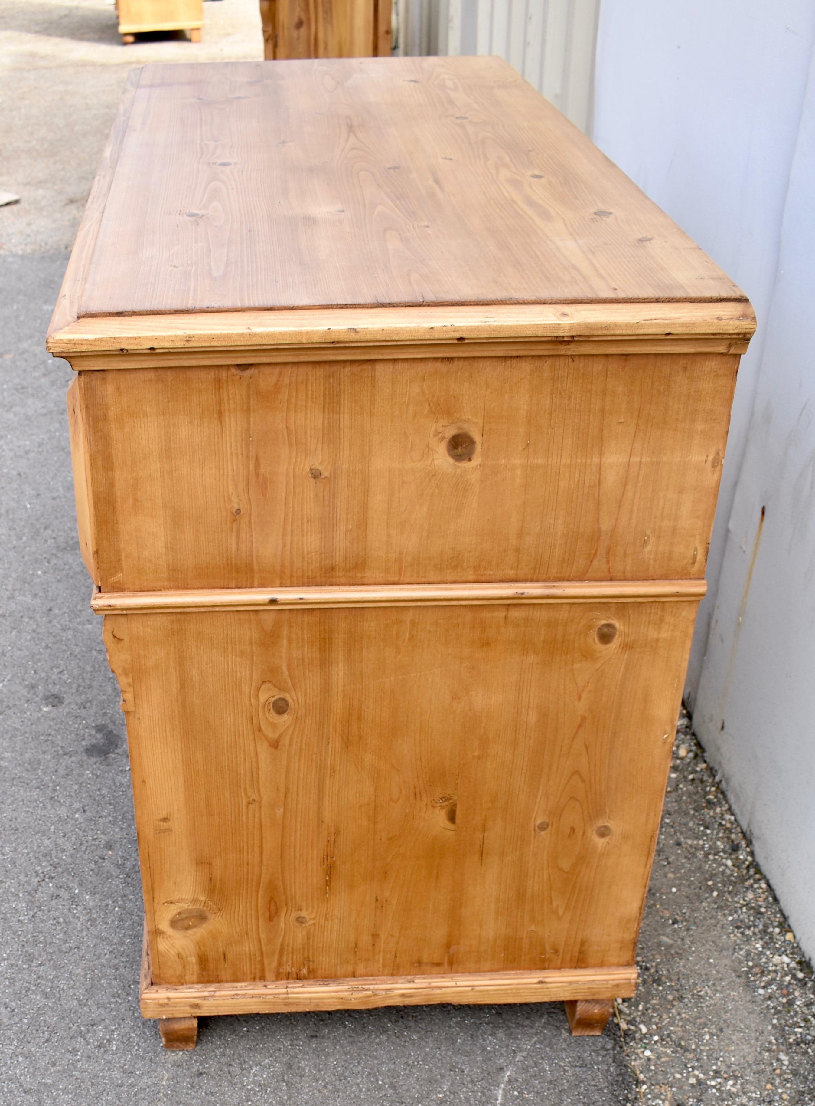 19th Century Long Pine Chest of Three Drawers