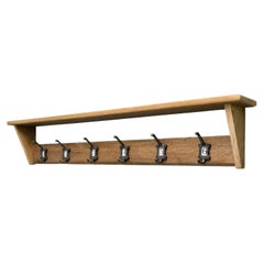 Long Pine Coat Rack and Shelf, with Numbered Hooks