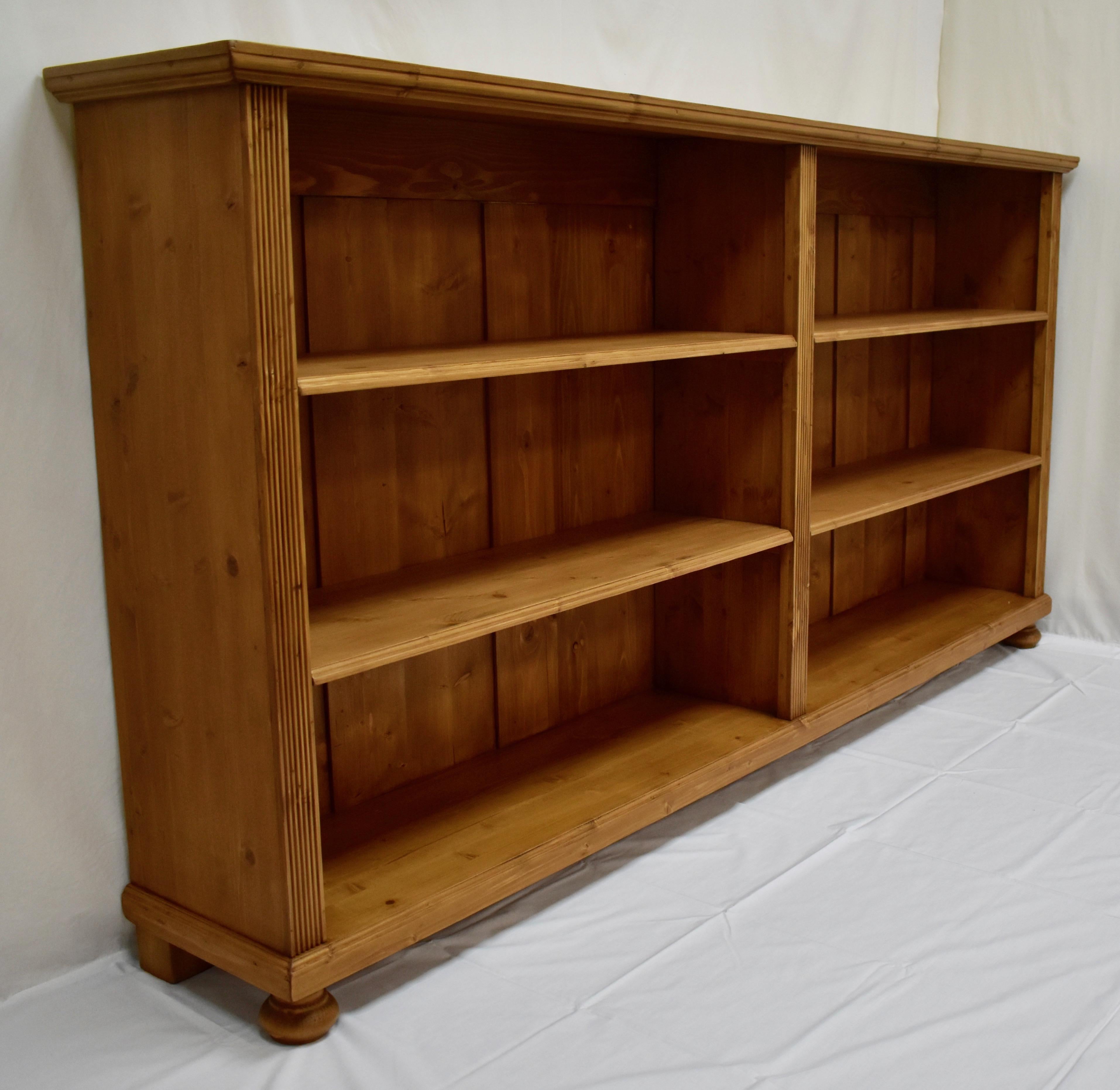 Hungarian Long Pine Double Bookcase