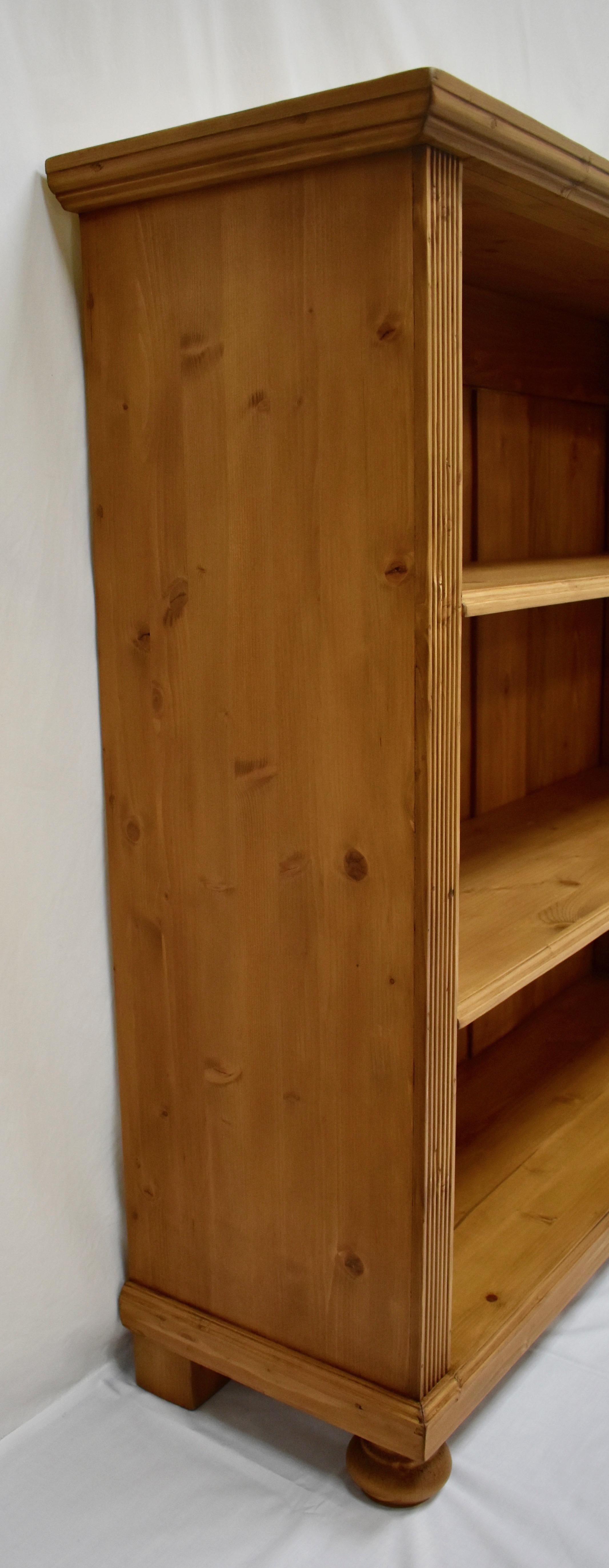 Polished Long Pine Double Bookcase