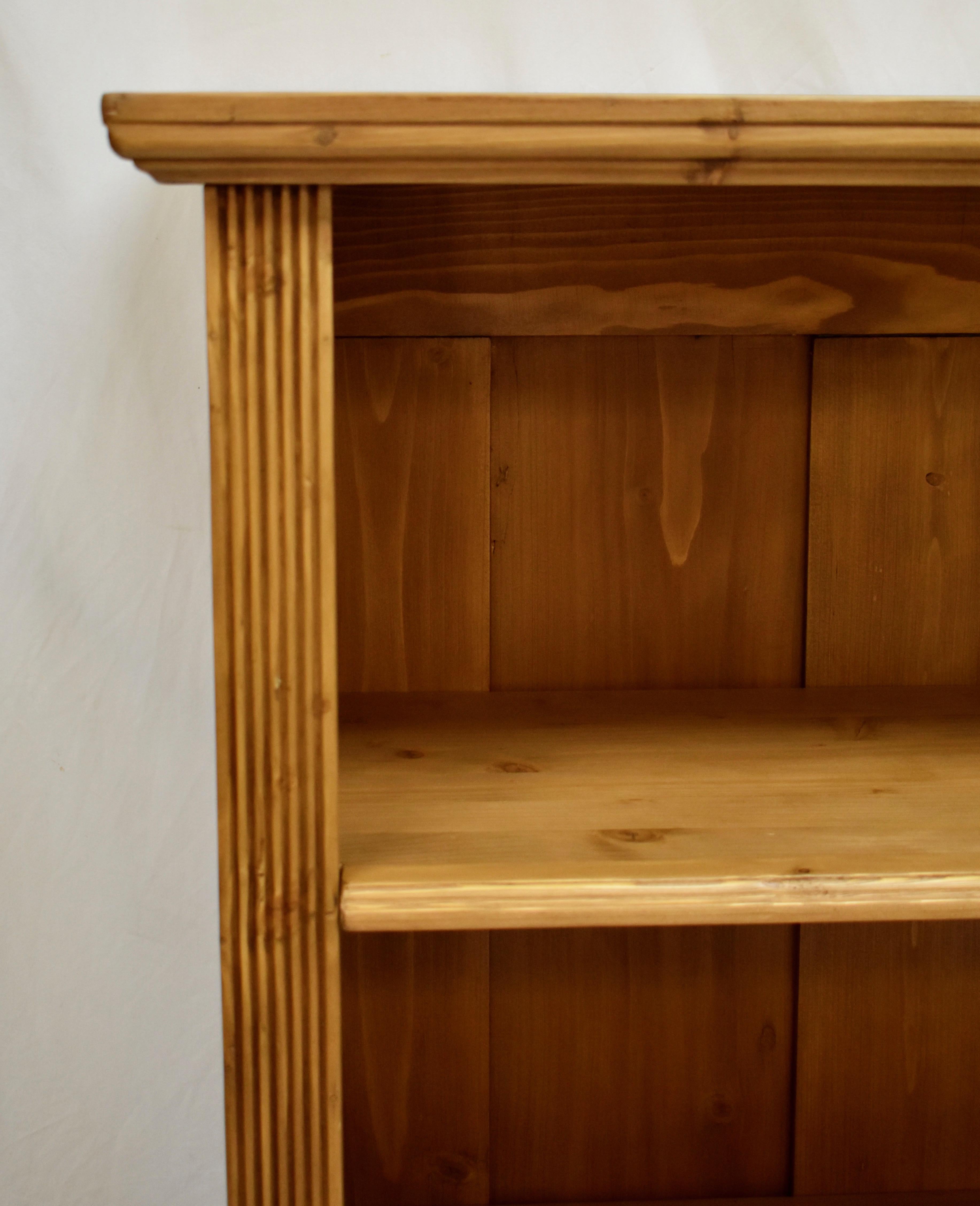 Contemporary Long Pine Double Bookcase