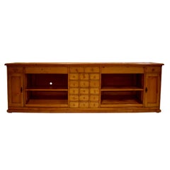 Used Long Pine Sideboard with Nineteen Drawers