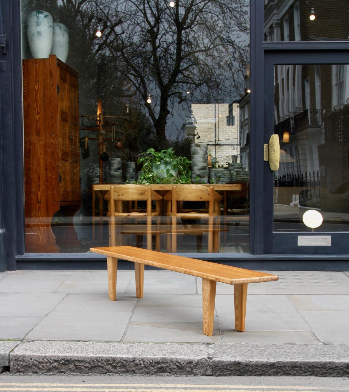 Long Pine Wood Bench Sweden, circa 1955 3