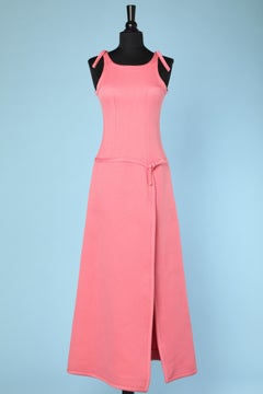 Long pink dress in cotton " piqué" Courrèges Paris  Numbered N° 59928
