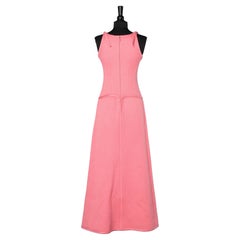 Long pink dress in cotton " piqué" Courrèges Paris  Numbered N° 59928 