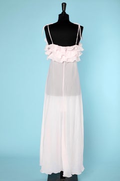 Long pink night gown with ruffle Christian Dior Lingerie