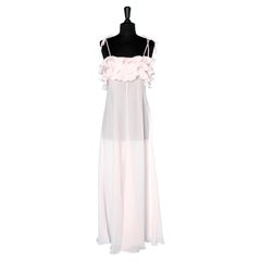 Long pink night gown with ruffle Christian Dior Lingerie 