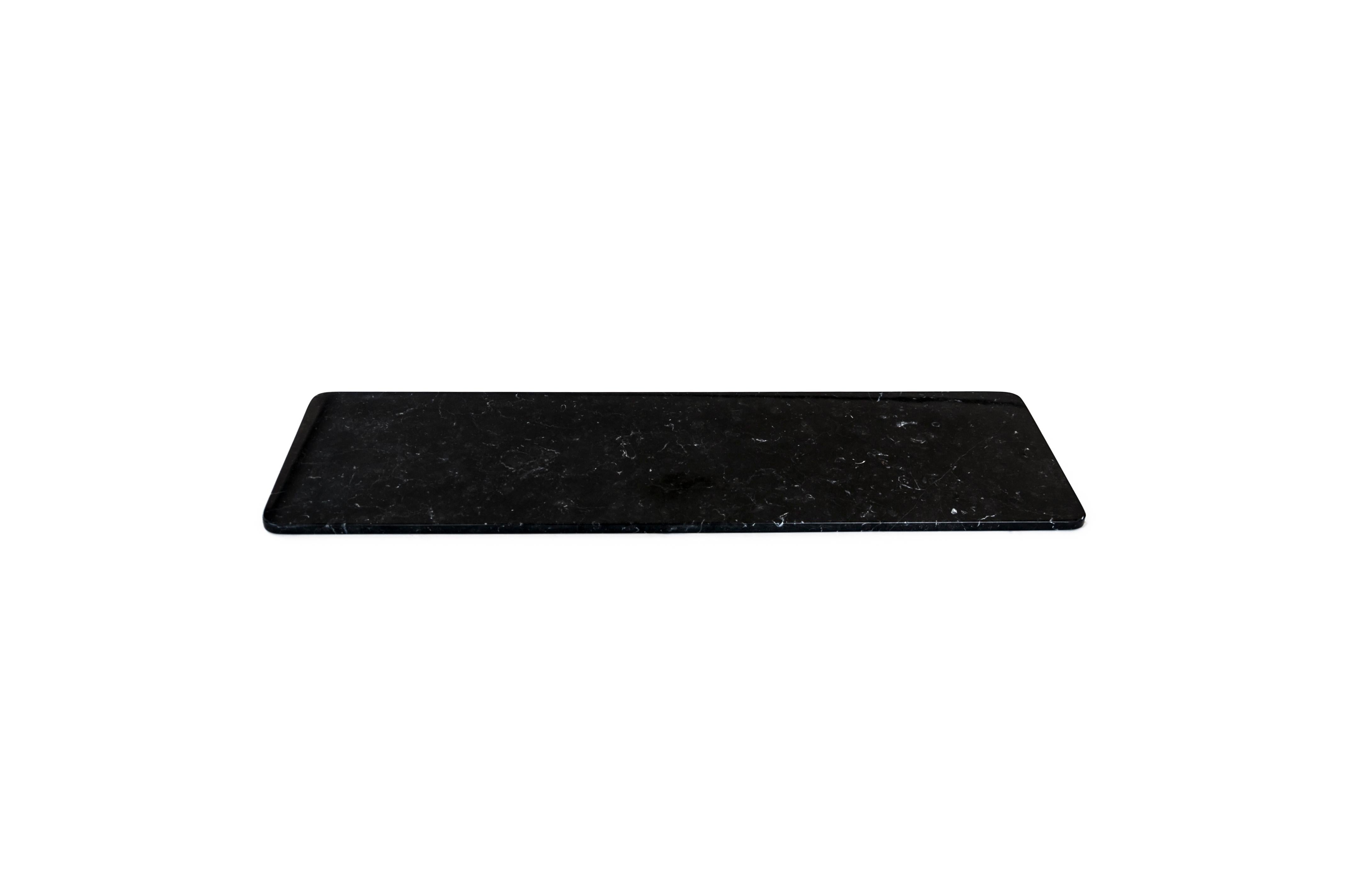Italian Long Plate for Salmon in Black Marquina Marble