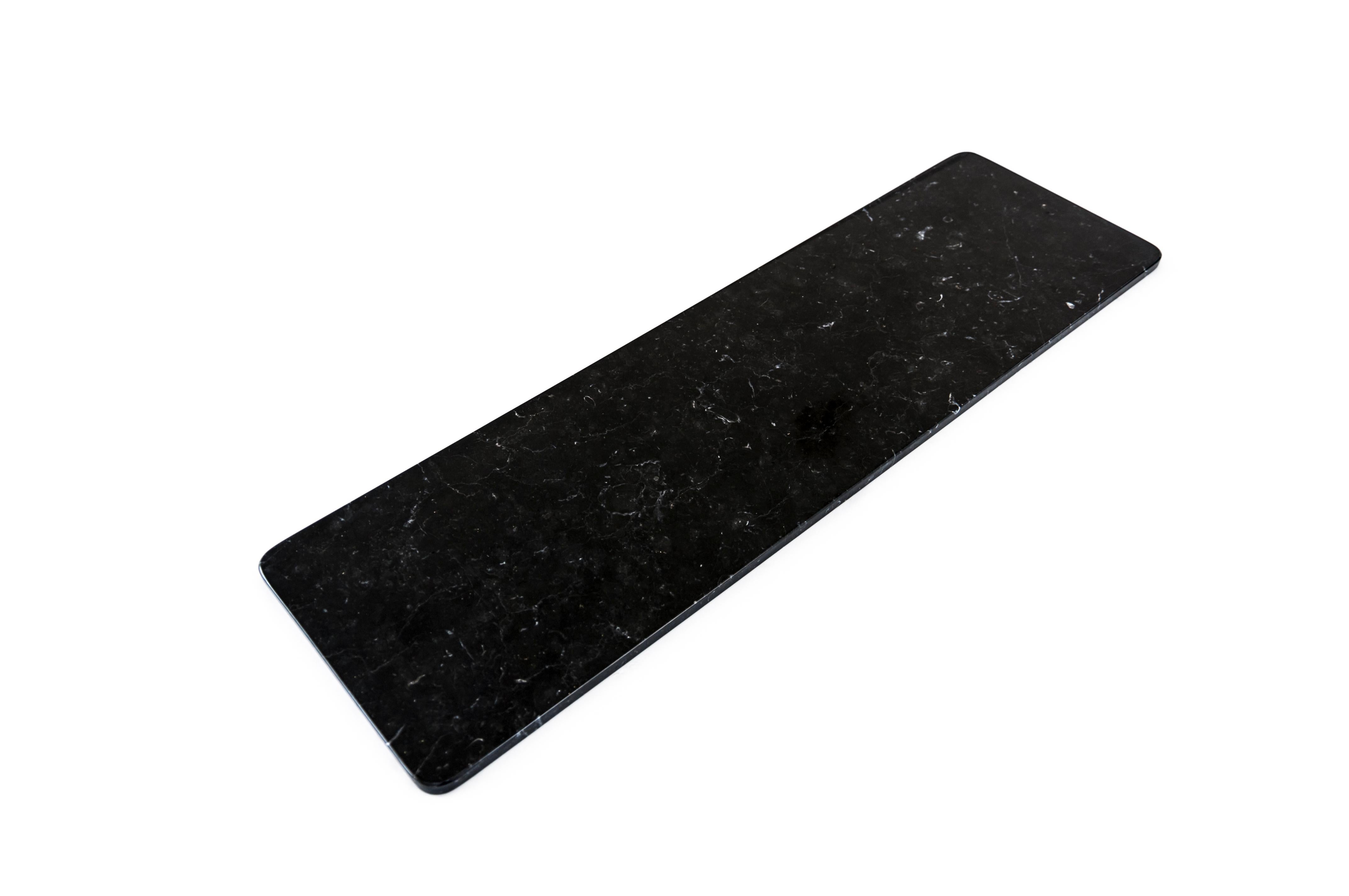 Hand-Crafted Long Plate for Salmon in Black Marquina Marble
