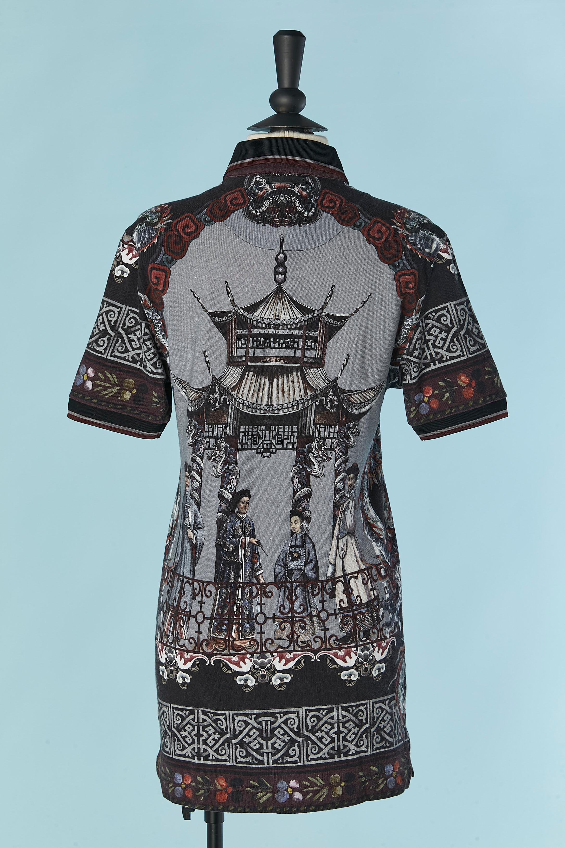 Women's Long Polo shirt with Chinese print pattern Dolce & Gabbana For Sale