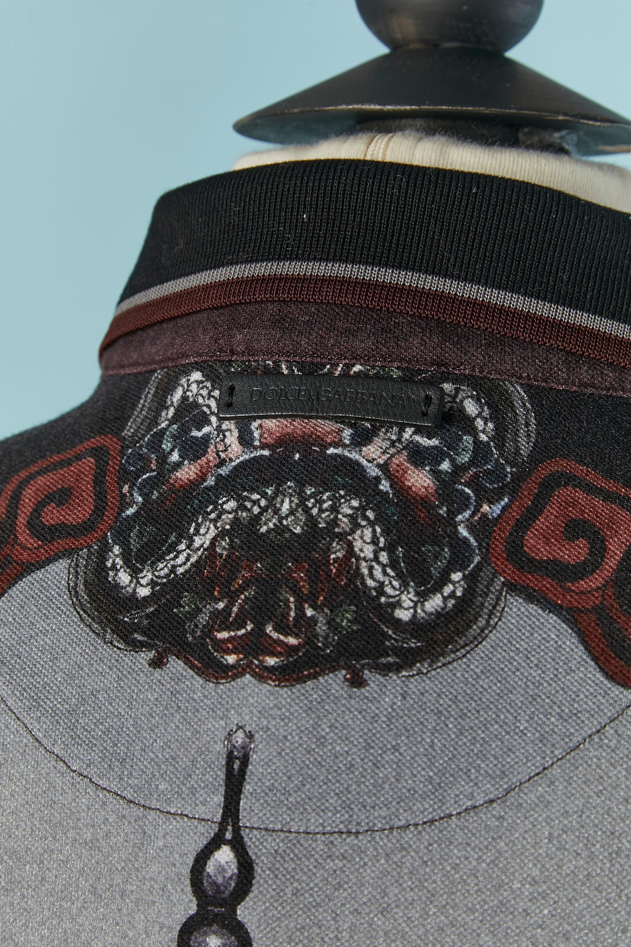 Long Polo shirt with Chinese print pattern Dolce & Gabbana For Sale 1