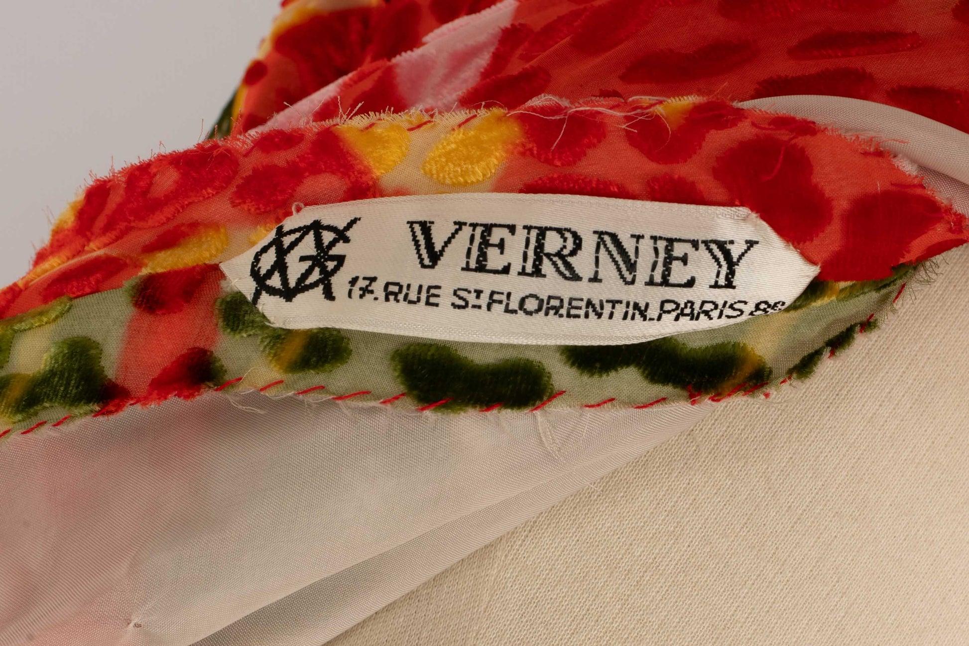 Robe longue en velours dévoré polychrome, 1970 en vente 4
