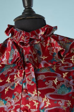 Long printed and pleated silk dress Emanuel Ungaro Parallèle