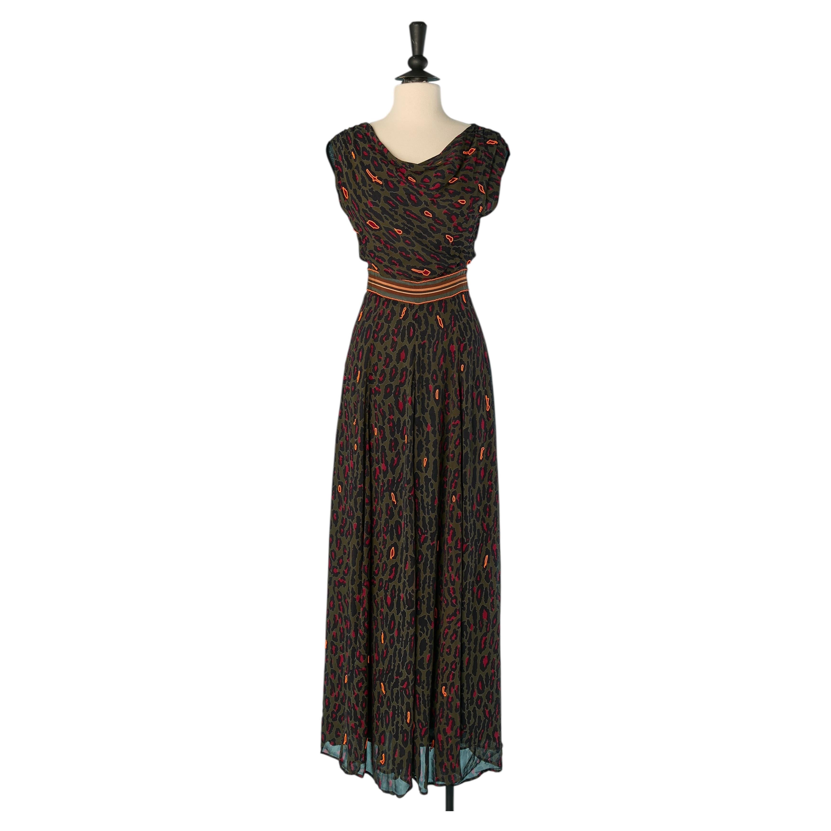 Long printed dress with beadwork MICHEL KLEIN