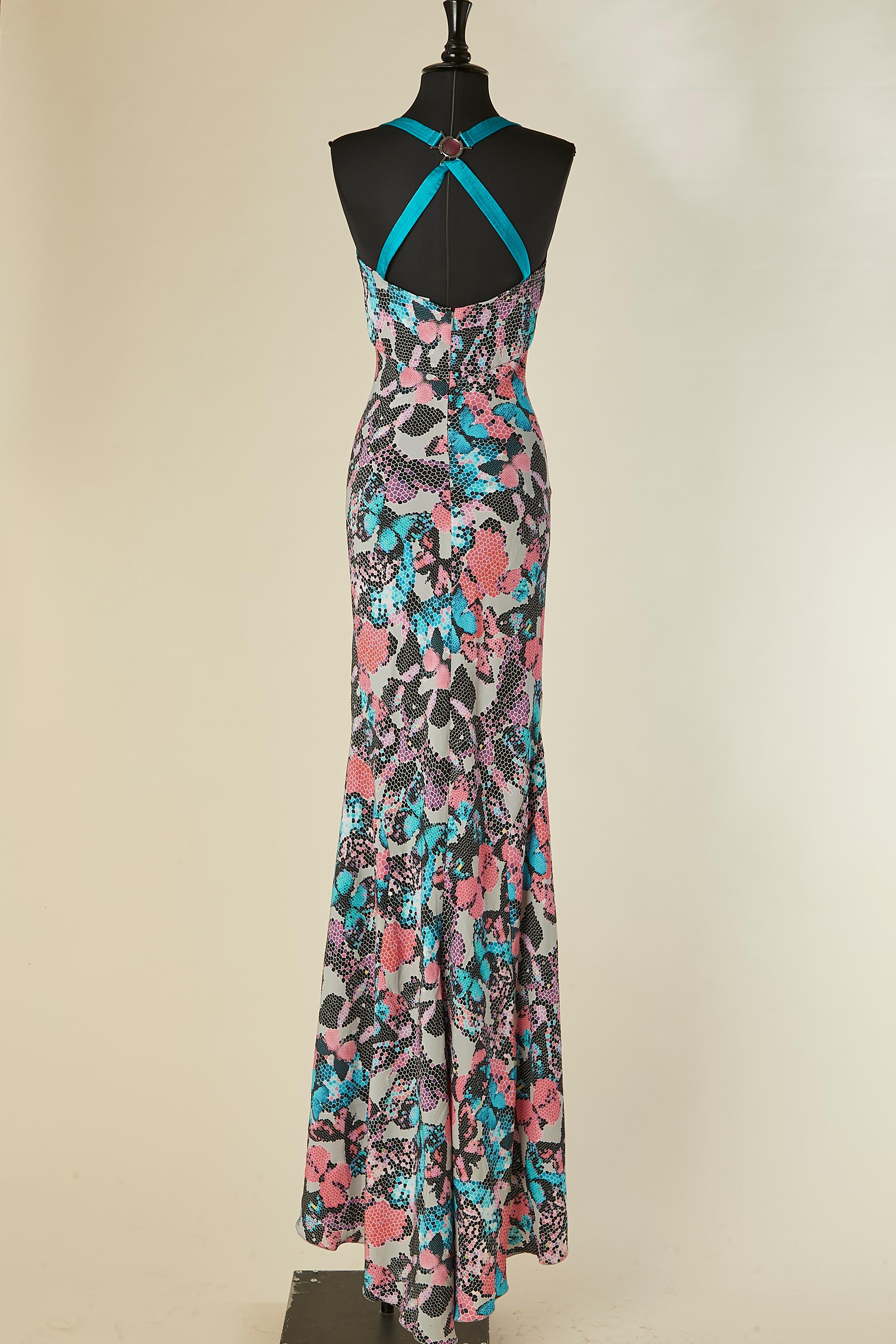 Langes bedrucktes Abendkleid mit Schleppe VERSACE Collection New with tag im Angebot 1