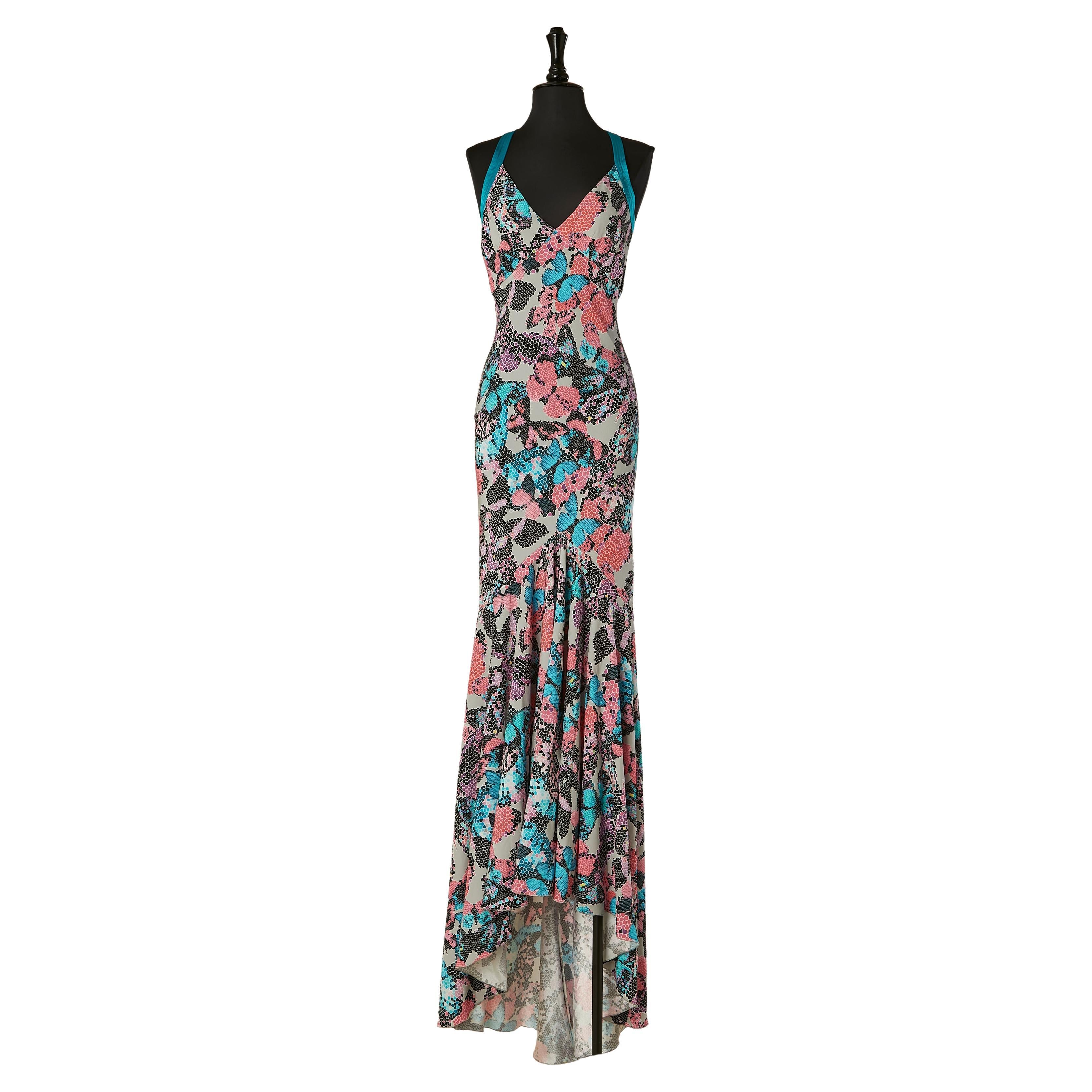 Langes bedrucktes Abendkleid mit Schleppe VERSACE Collection New with tag im Angebot