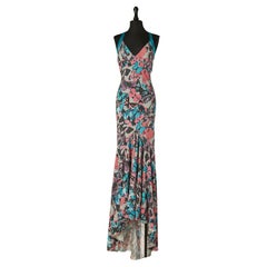 Long printed evening dress with drag VERSACE Collection New with tag