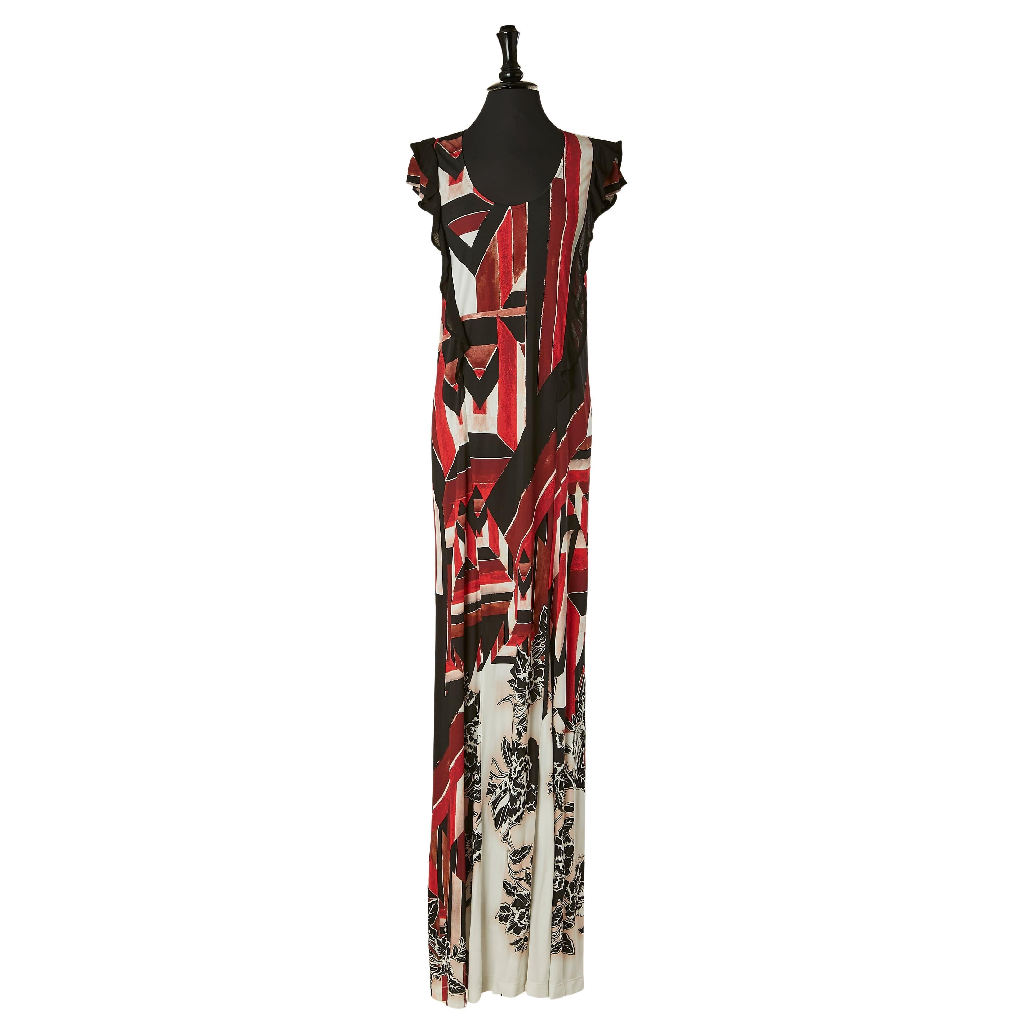 Robe longue en rayonne imprimée JUST CAVALLI Nouveau avec étiquette en vente