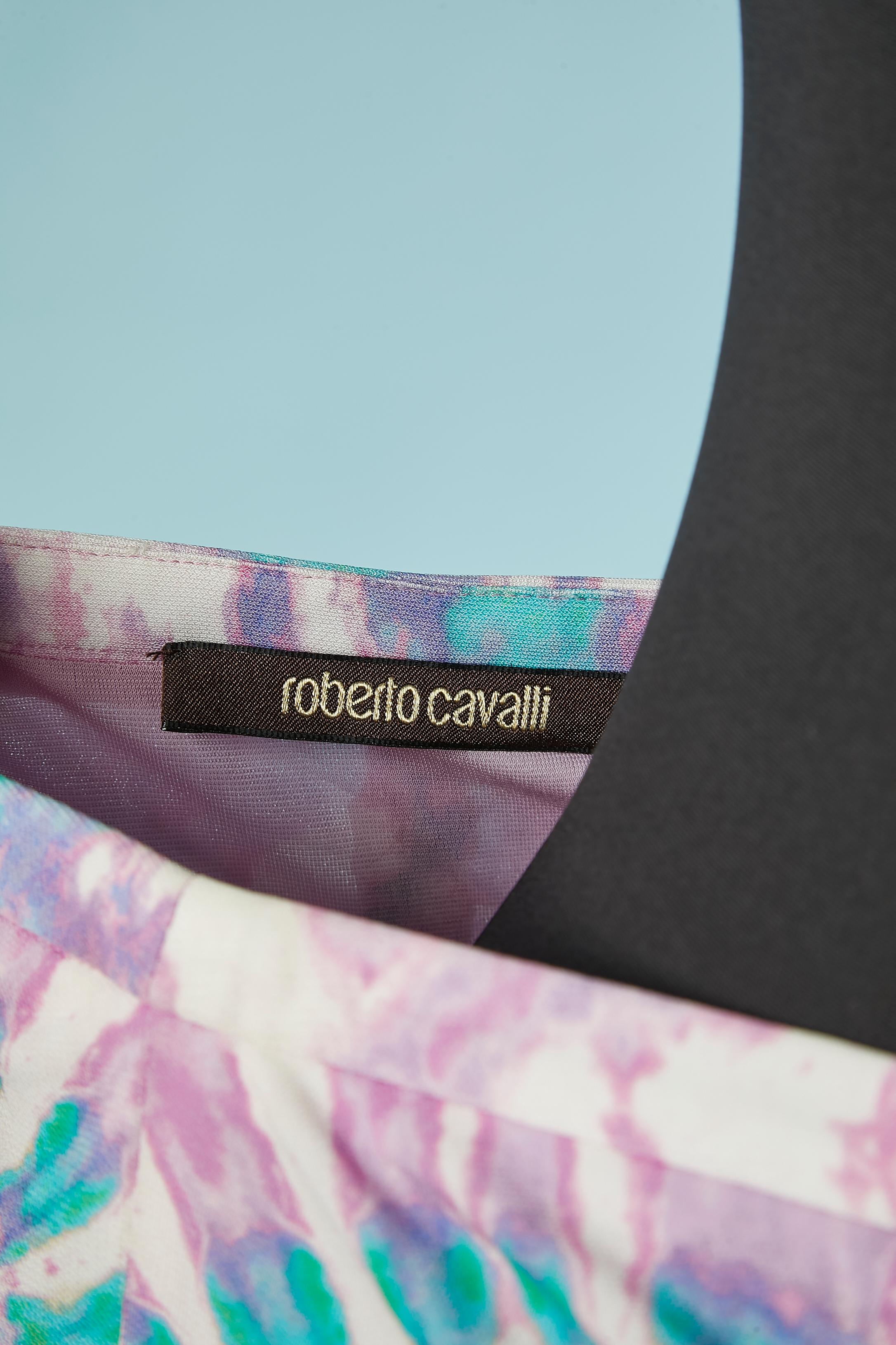 Gonna lunga in rayon stampato con volant in pizzo Roberto Cavalli in vendita 1