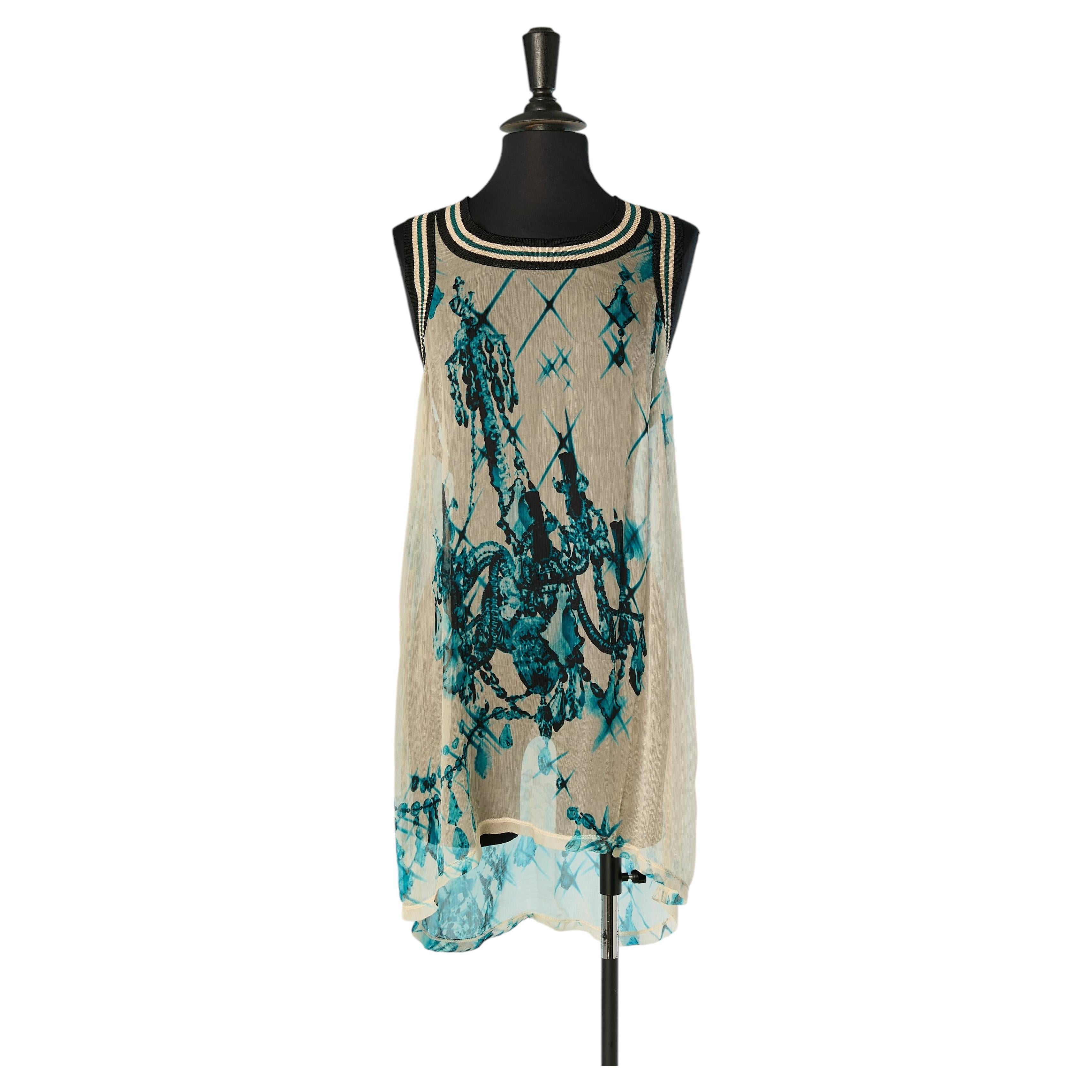 Long printed see-through silk chiffon sleeveless tunic JEAN-PAUL GAULTIER Maille