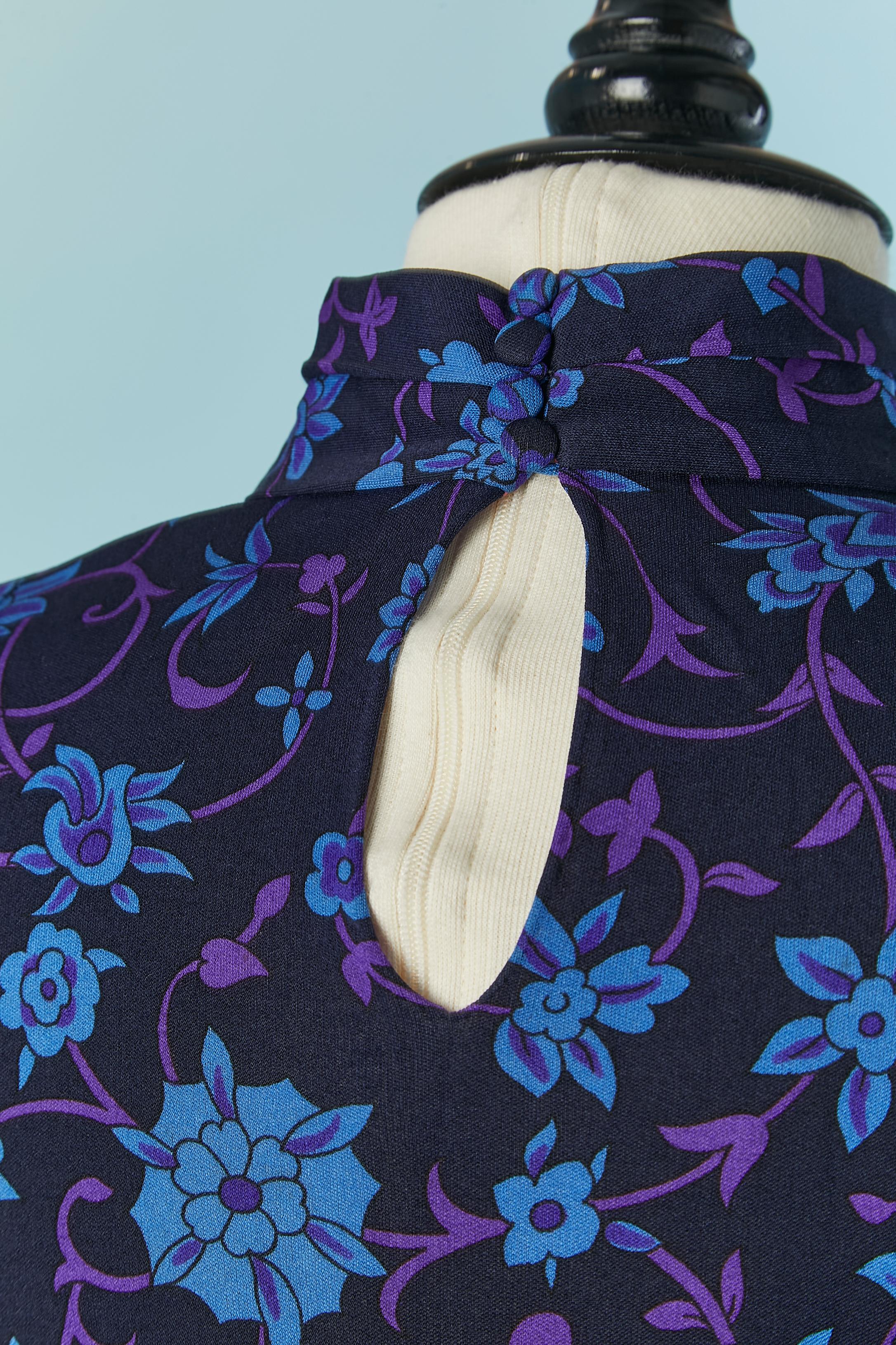Long printed silk jersey dress DE PARISINI Circa 1960's For Sale 2
