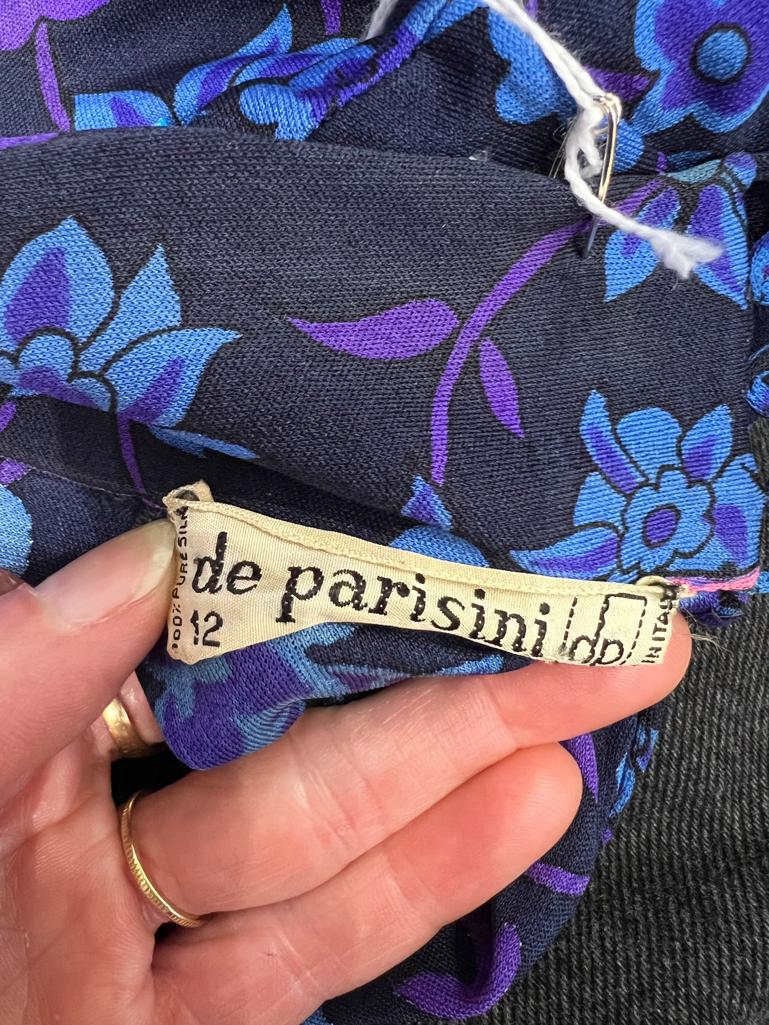 Long printed silk jersey dress DE PARISINI Circa 1960's For Sale 3