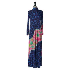 Long printed silk jersey dress DE PARISINI Circa 1960's
