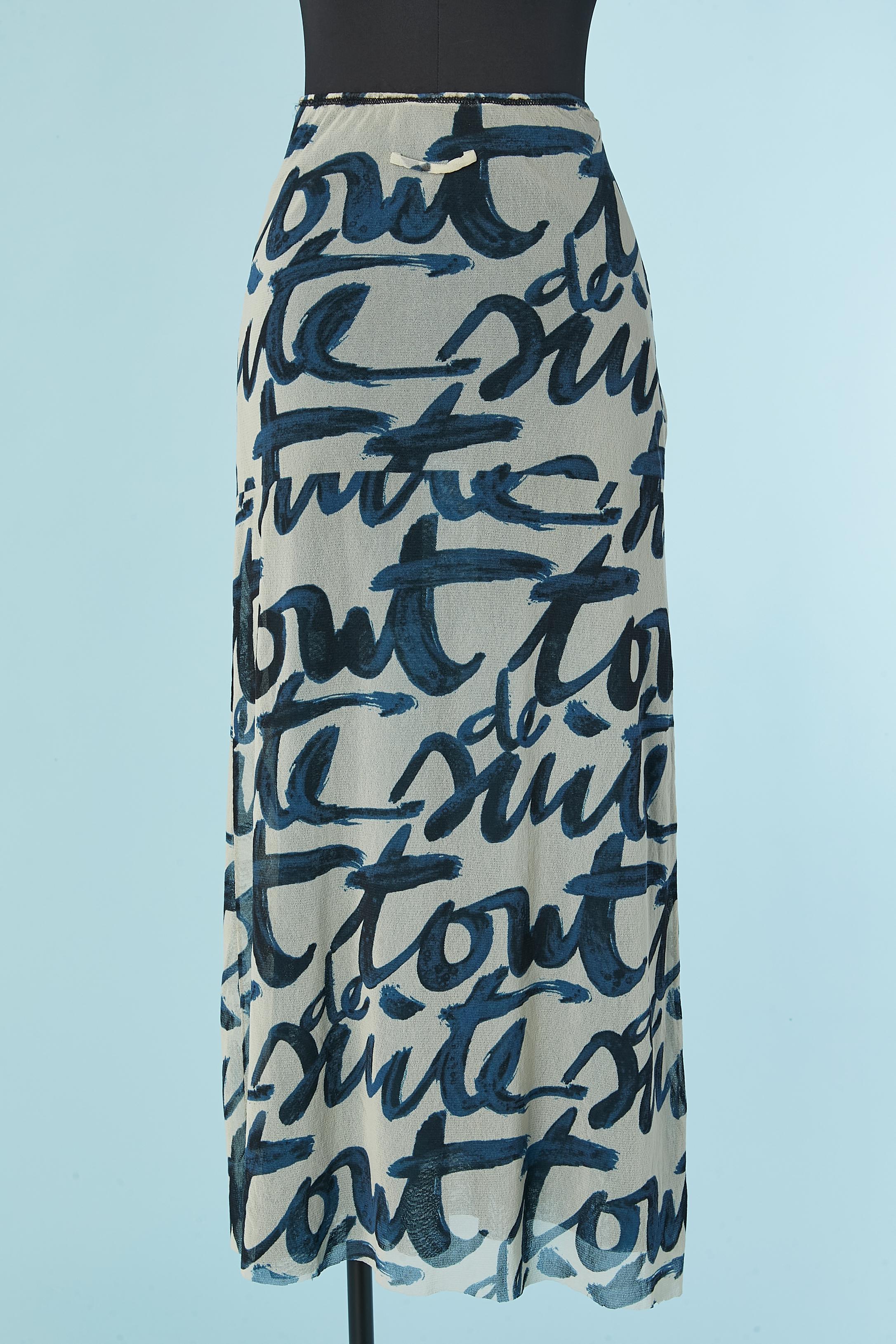 Falda larga de tul elástico estampado JEAN-PAUL GAULTIER MAILLE en Excelente estado para la venta en Saint-Ouen-Sur-Seine, FR