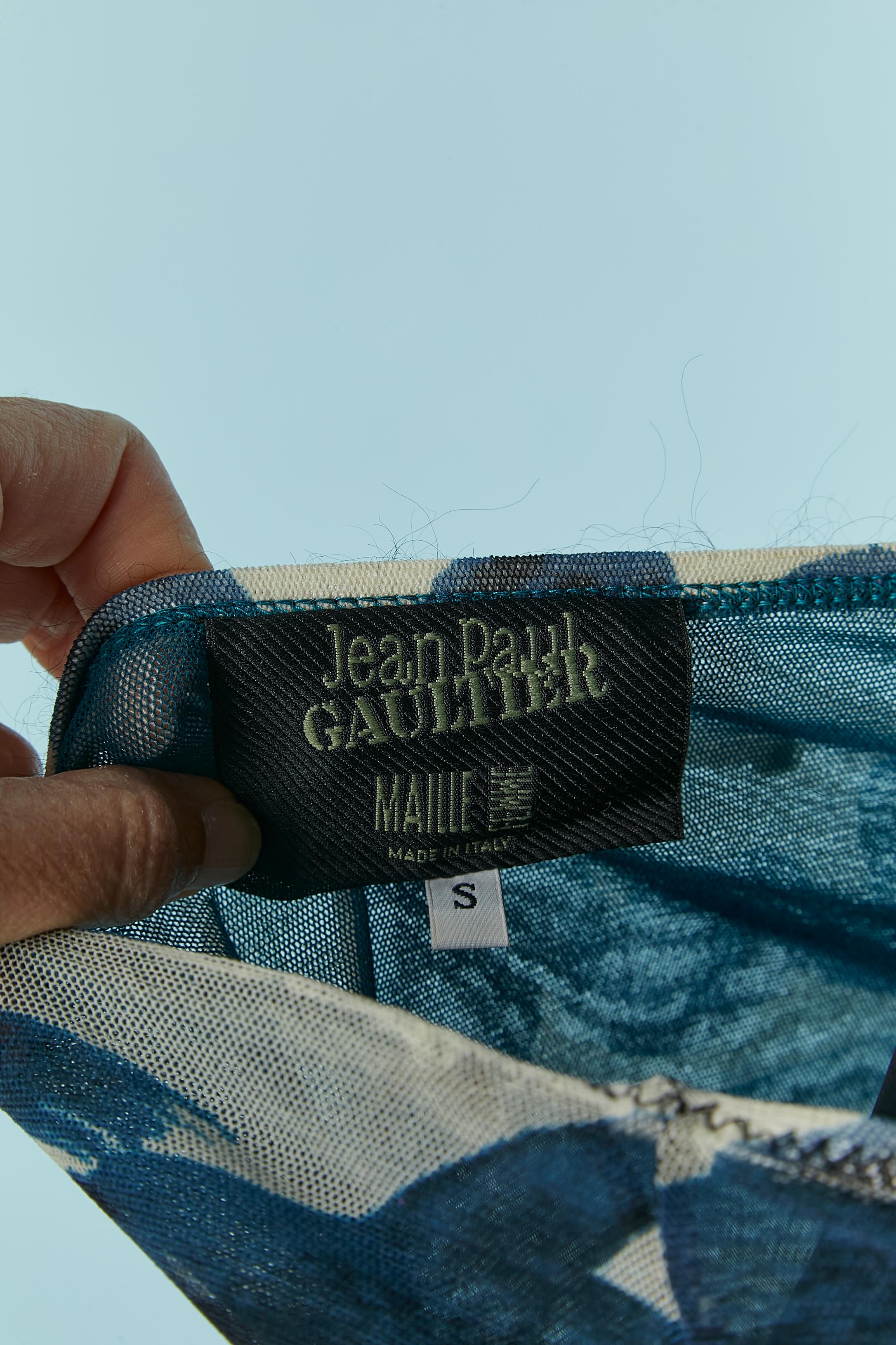 Falda larga de tul elástico estampado JEAN-PAUL GAULTIER MAILLE en venta 1