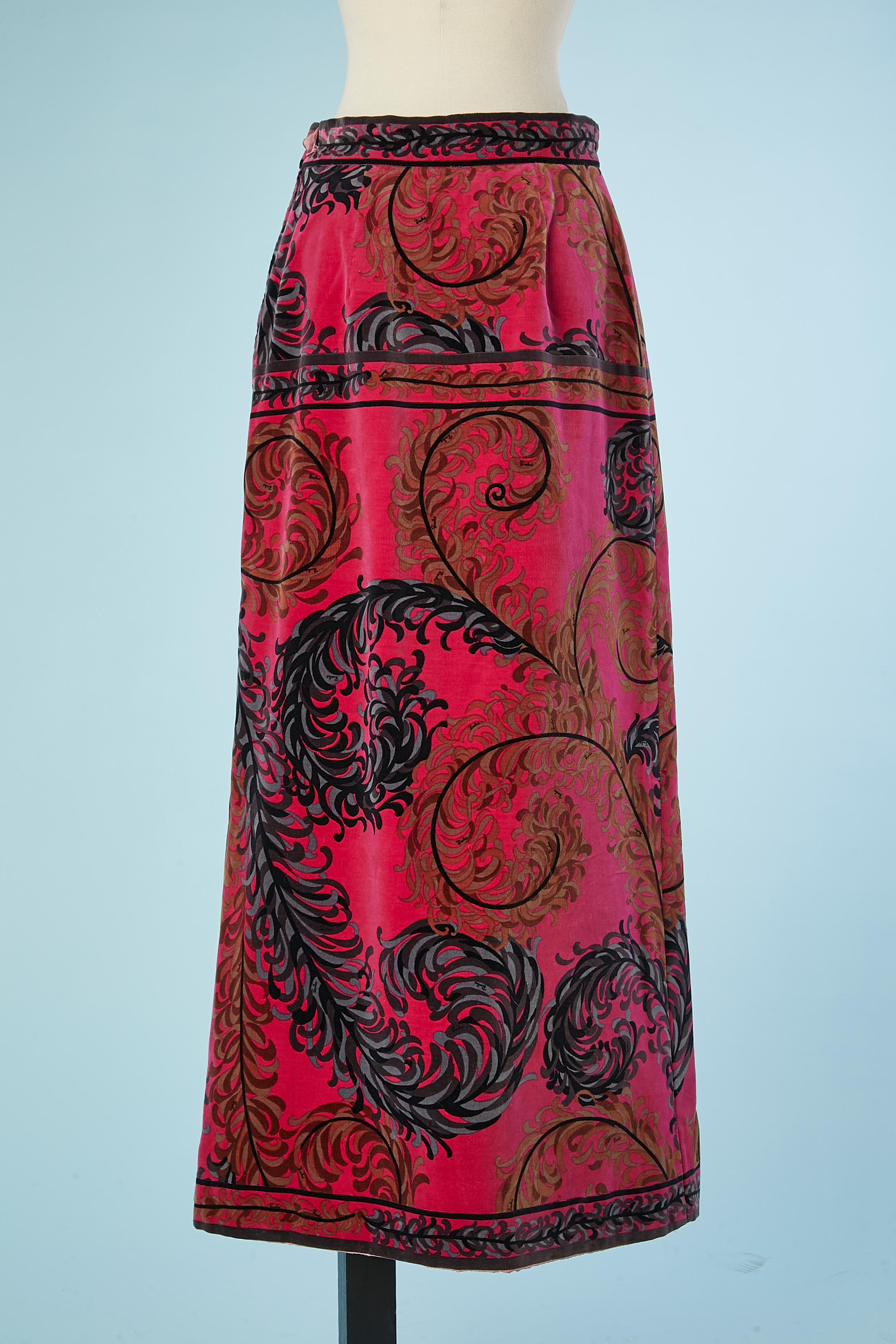 Women's Long printed velvet skirt with split in the middle front Emilio Pucci for Saks  For Sale