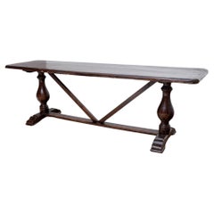 Long Provencal Dining Room Table, solid Walnut with Patina, Italy 18th Century