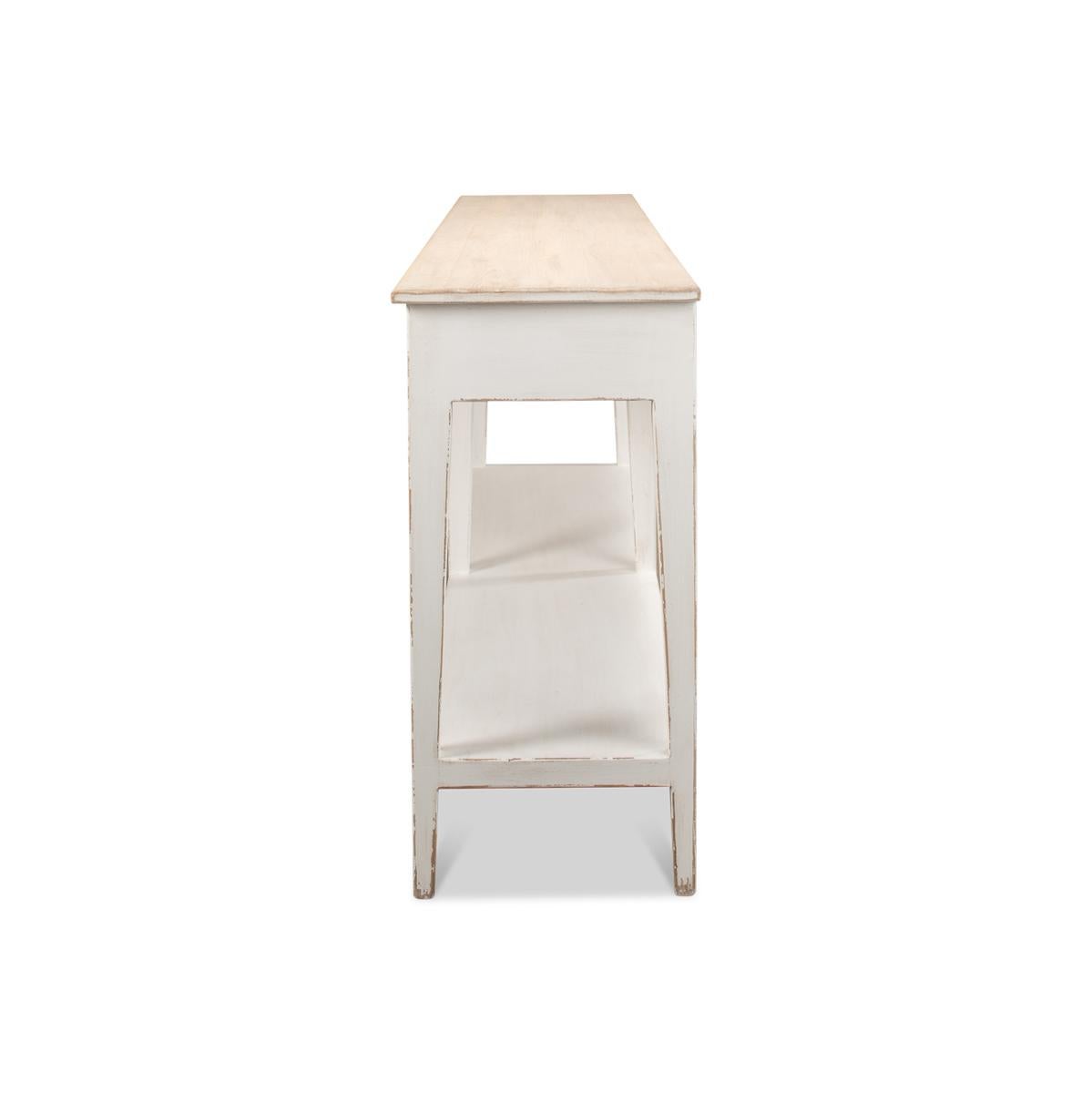 Contemporary Long Provincial White Painted Hall Table For Sale