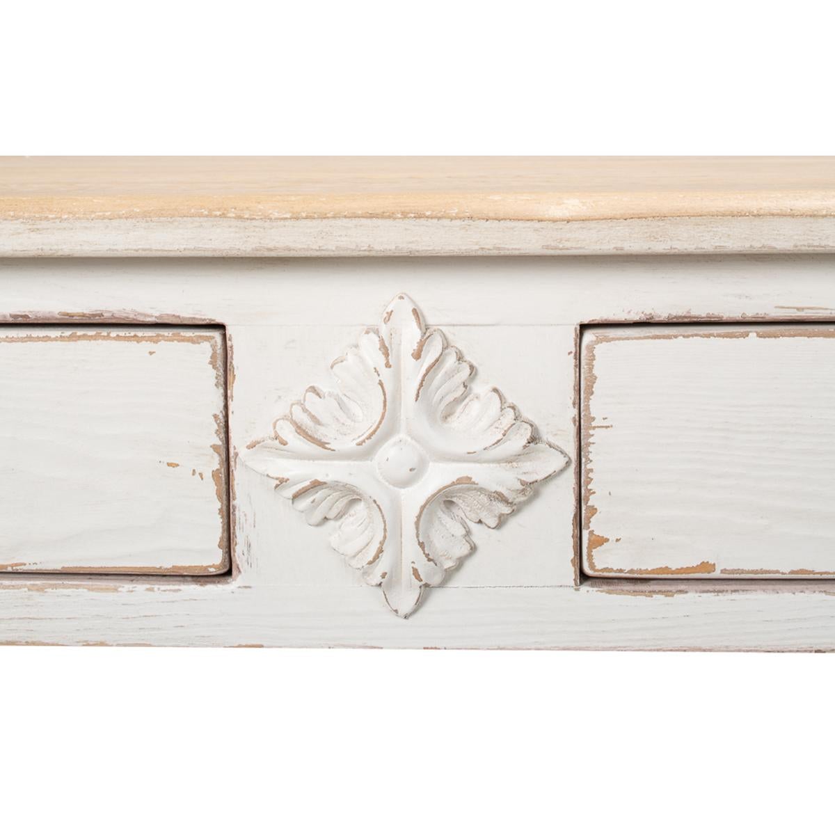 Wood Long Provincial White Painted Hall Table