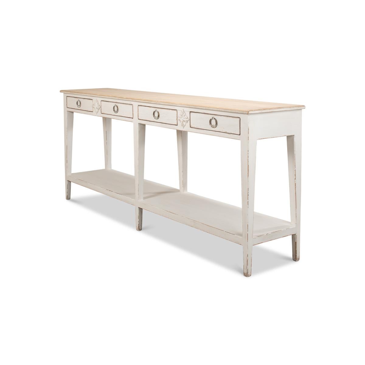 Long Provincial White Painted Hall Table For Sale 1