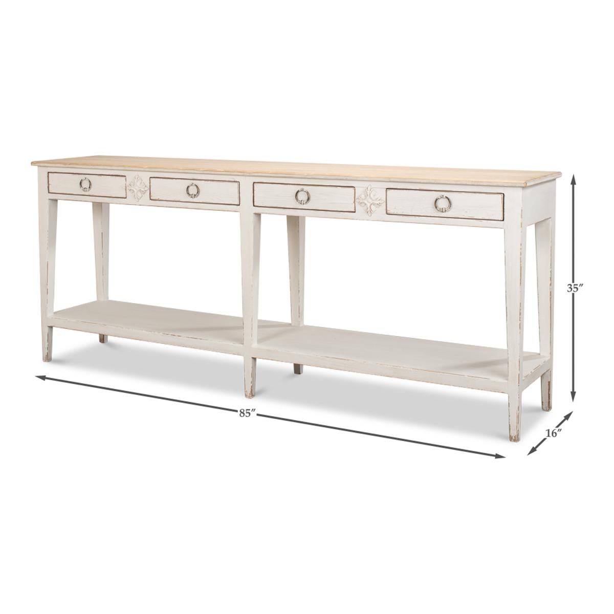 Long Provincial White Painted Hall Table For Sale 2