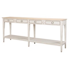 Long Provincial White Painted Hall Table