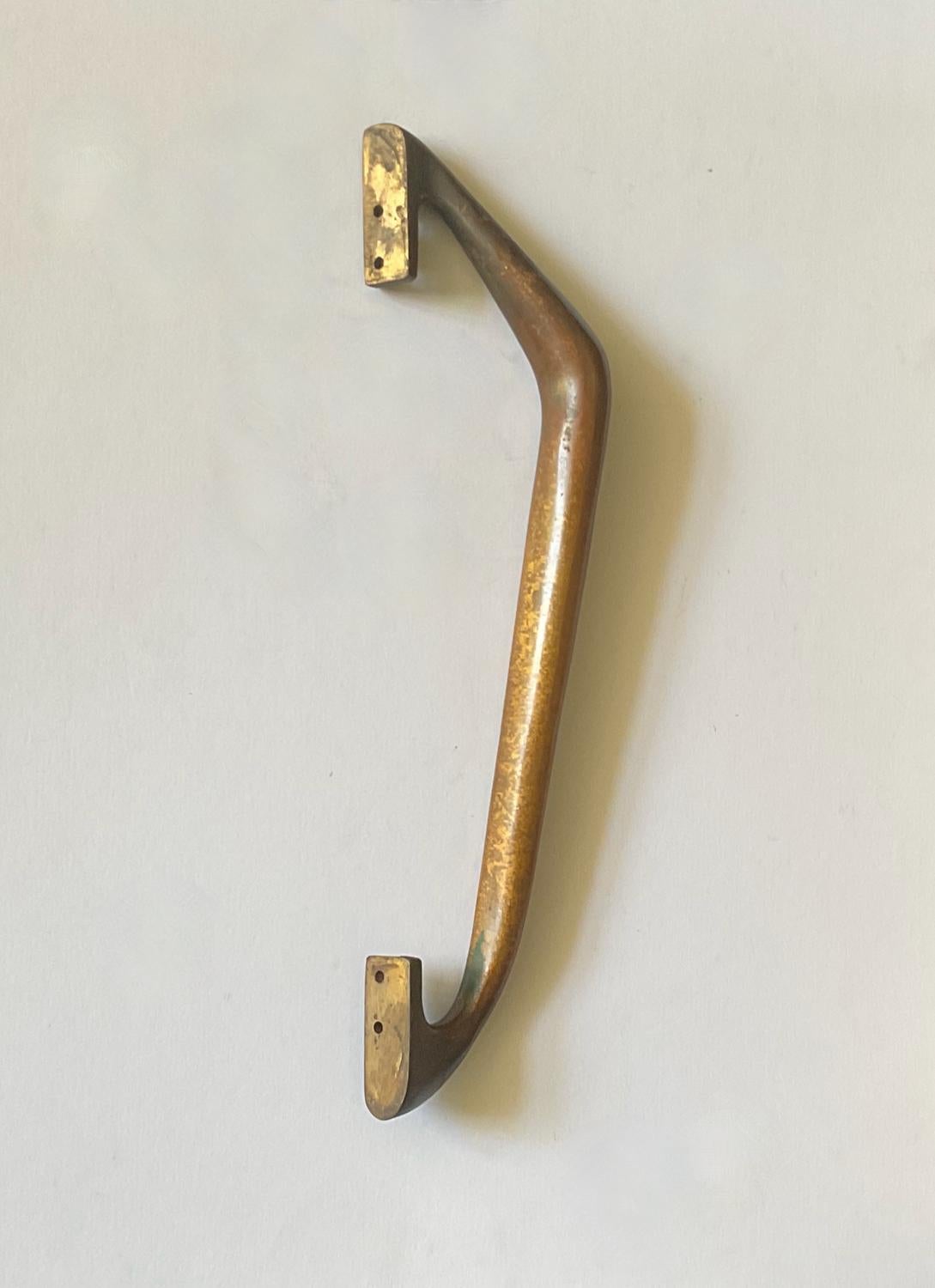 Long Push or Pull Door Handle in Solid Bronze, European, Mid-20th Century For Sale 1