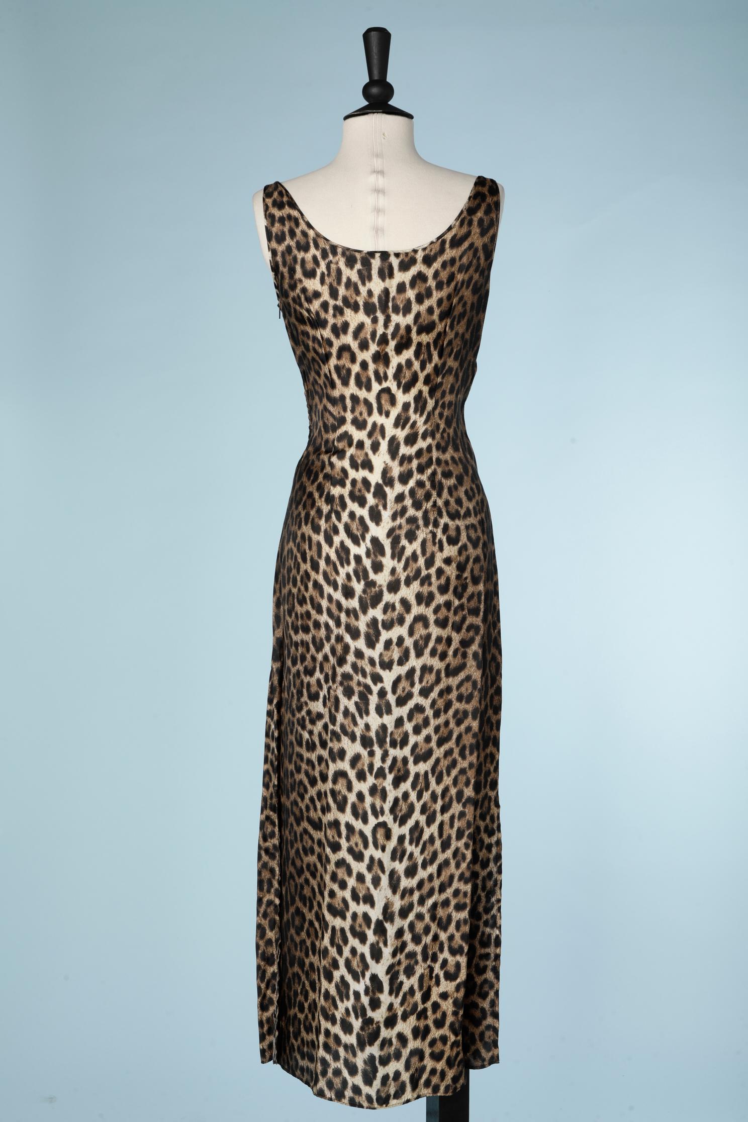 Black Long rayon dress leopard print Moschino Cheap and Chic  For Sale
