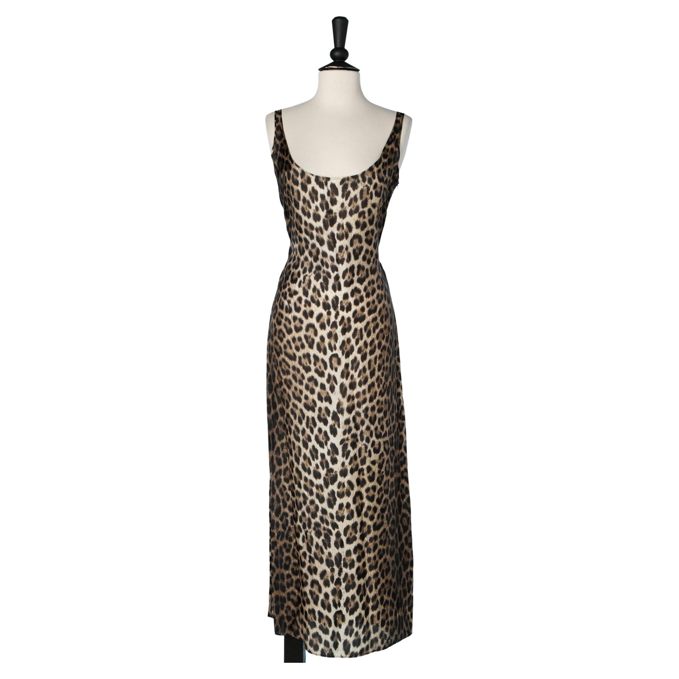 Long rayon dress leopard print Moschino Cheap and Chic  For Sale