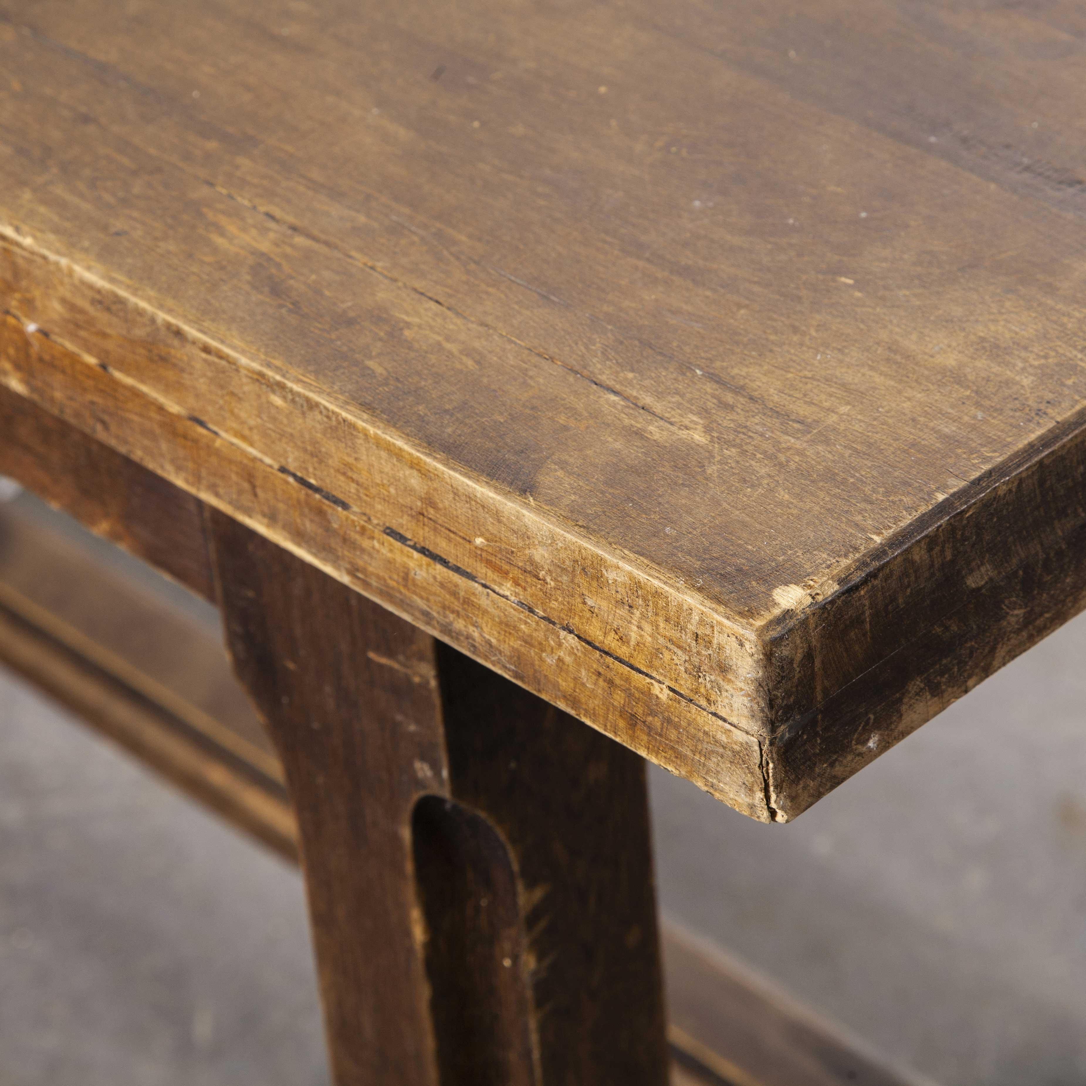 Long Rectangular Oak and Birch French Refectory Dining Table 1