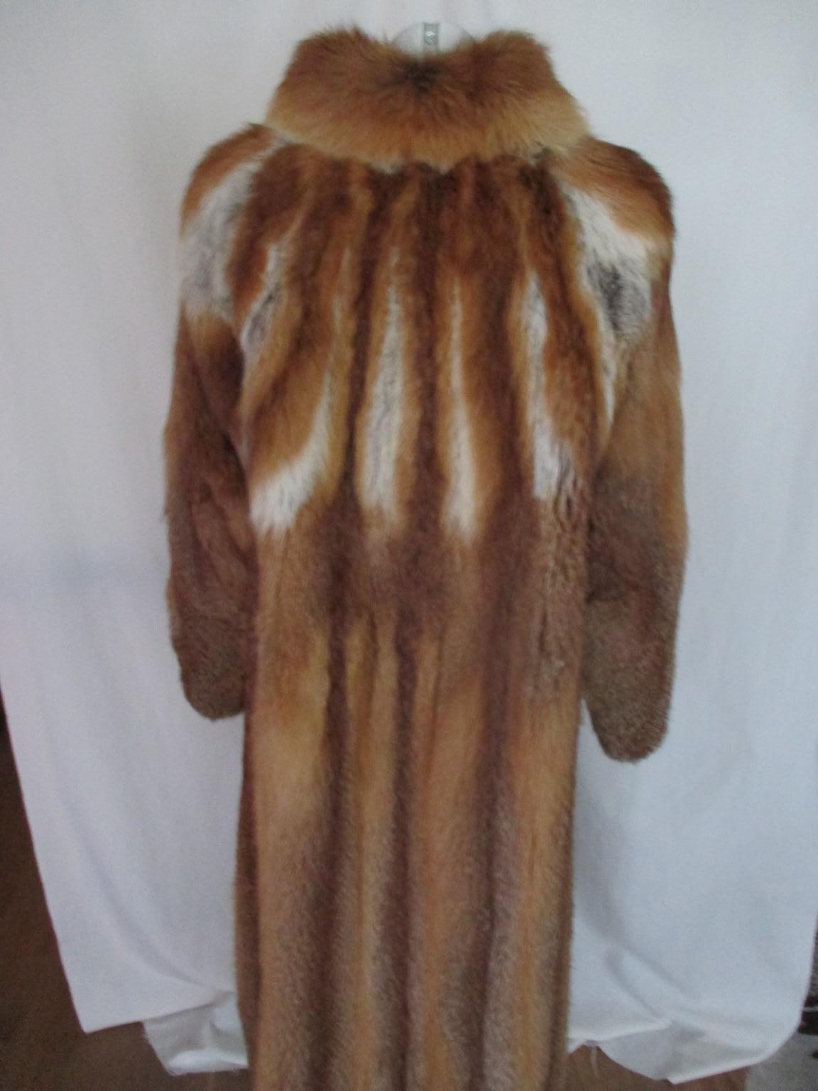 Brown Long Red Fox Fur coat For Sale