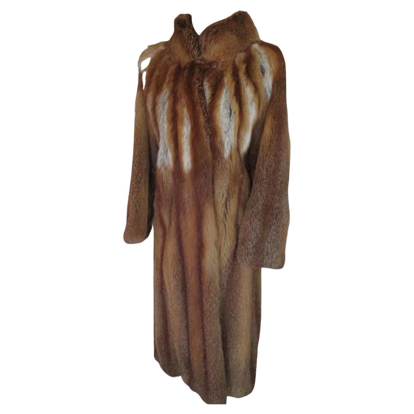 Long Red Fox Fur coat For Sale