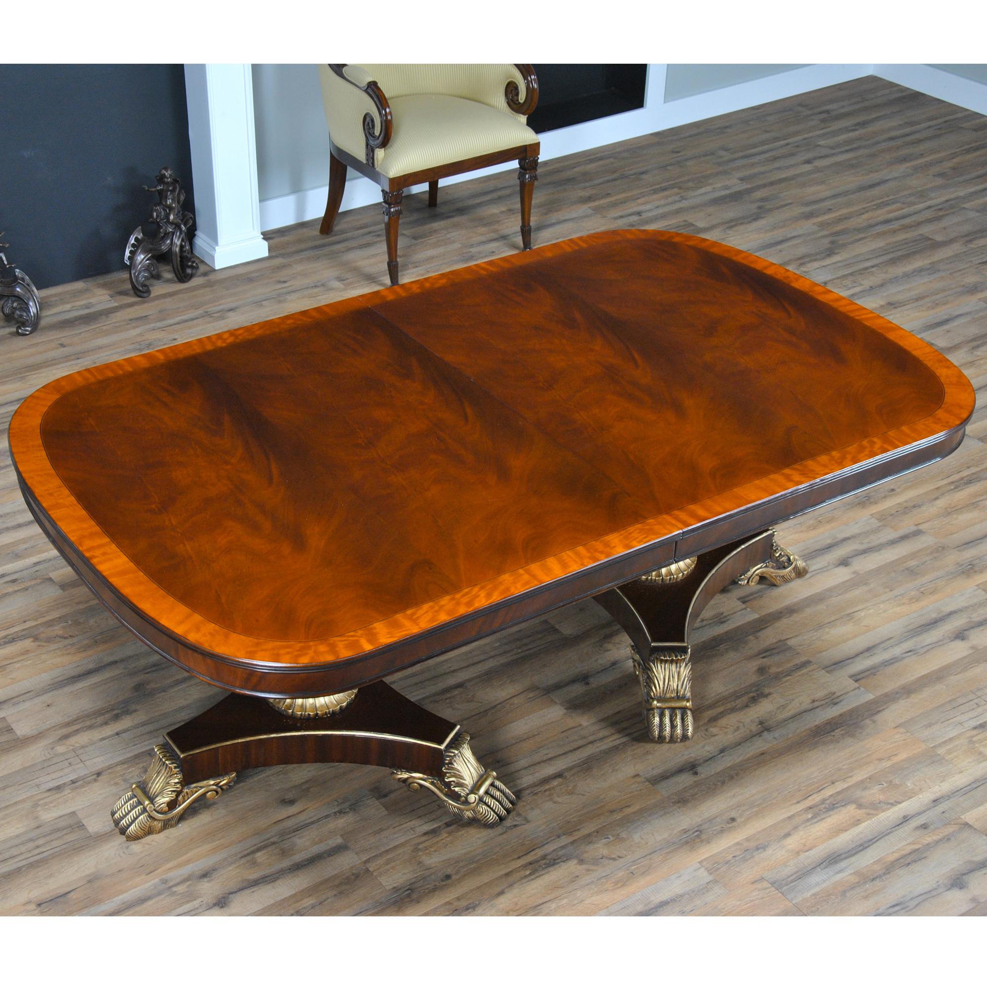 Hand-Carved Long Regency Mahogany Dining Table  For Sale